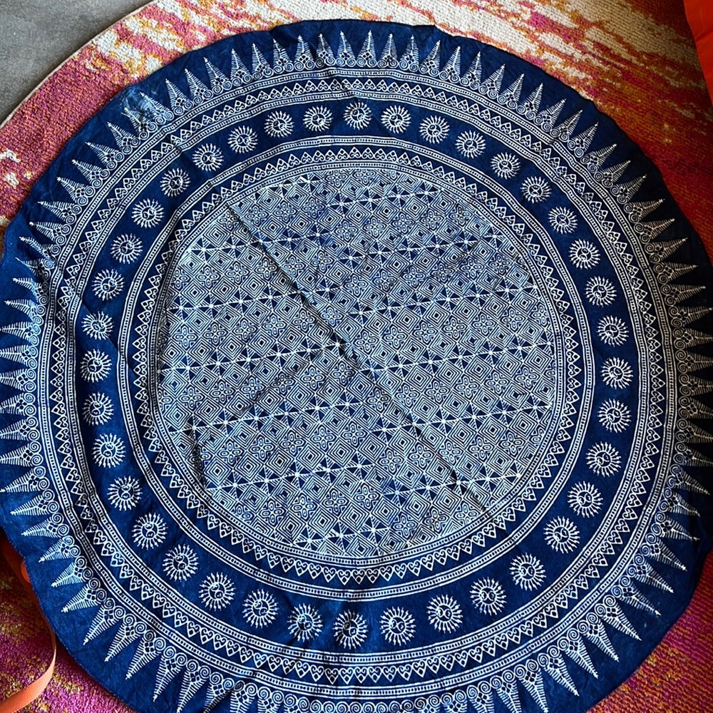 Vintage Thai Indigo Dyed Tablecloth/ Tapestry